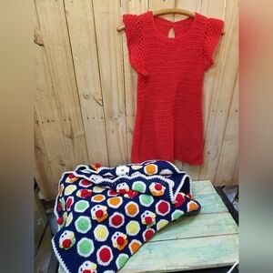 Crocheted Clown Blanket W/ Matching Dress